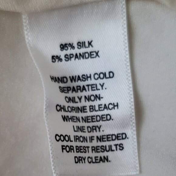 White House Black Market Ecru Sleeveless Silk Button Down Ruffle Blouse Size 12 - Picture 8 of 8